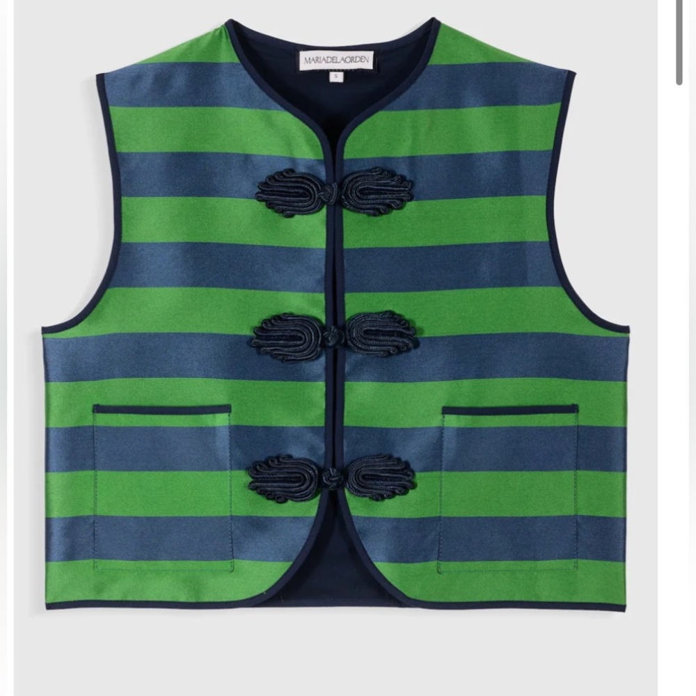 Vienna Vest in magnificent Emerald and Navy with Frogged closures. - Picture 2 of 10